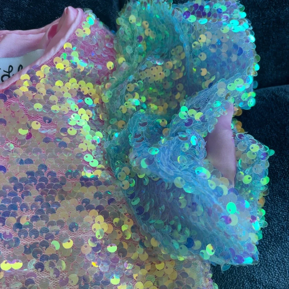 Lola and the Boys Sequin Ombre Pastel Dress Sz 4 Taylor swift party sparkle $68 - Picture 7 of 8